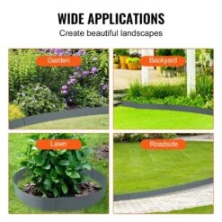 0.59 In. W X 39 In. L X 3 In. H Steel Landscape Edging Steel Garden Edging Borders Strips Hammer Edging In Border Gray -Vevor gray vevor metal edging cppz3inch1625rbz2v0 fa 1000