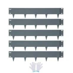39 In. L X 0.063 In. W X 4 In. H Gray Steel Edging Landscape Steel Garden Edging Borders Strips Hammer (5-Pack)
