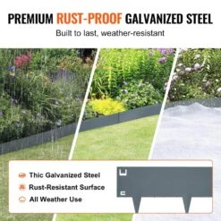 0.59 In. W X 39 In. L X 5 In. H Gray Edging Metal Steel Landscape Steel Garden Edging Borders Strips Hammer Edging -Vevor gray vevor metal edging cppz5inch162lc5rxv0 4f 1000