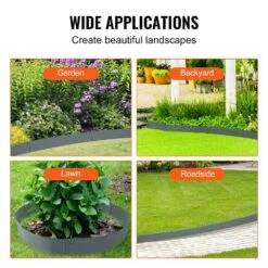 0.59 In. W X 39 In. L X 5 In. H Gray Edging Metal Steel Landscape Steel Garden Edging Borders Strips Hammer Edging -Vevor gray vevor metal edging cppz5inch162lc5rxv0 fa 1000