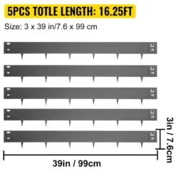 3 In. X 39 In. Gray Steel Lawn Edging Metal Landscape Edging Garden Edging Border Lawn Edge For Garden Yard (5-Pieces) -Vevor gray vevor metal edging pzych5pcs3 39zapbv0 4f 1000