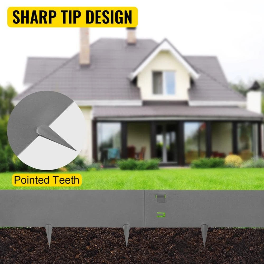 Steel Lawn Edging 5-Pieces Metal Landscape Edging 4 In. X 39 In Garden Edging Border Gray Lawn Edge For Garden Yard 6 Steel Lawn Edging 5-Pieces Metal Landscape Edging 4 In. X 39 In Garden Edging Border Gray Lawn Edge For Garden Yard - Image 4