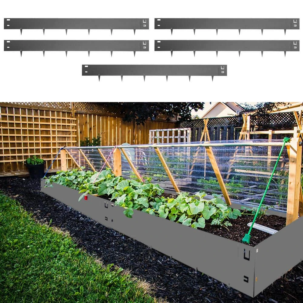 Steel Lawn Edging 5-Pieces Metal Landscape Edging 4 In. X 39 In Garden Edging Border Gray Lawn Edge For Garden Yard 3 Steel Lawn Edging 5-Pieces Metal Landscape Edging 4 In. X 39 In Garden Edging Border Gray Lawn Edge For Garden Yard