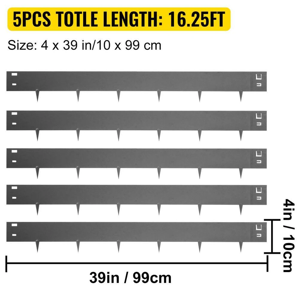 Steel Lawn Edging 5-Pieces Metal Landscape Edging 4 In. X 39 In Garden Edging Border Gray Lawn Edge For Garden Yard 9 Steel Lawn Edging 5-Pieces Metal Landscape Edging 4 In. X 39 In Garden Edging Border Gray Lawn Edge For Garden Yard - Image 7