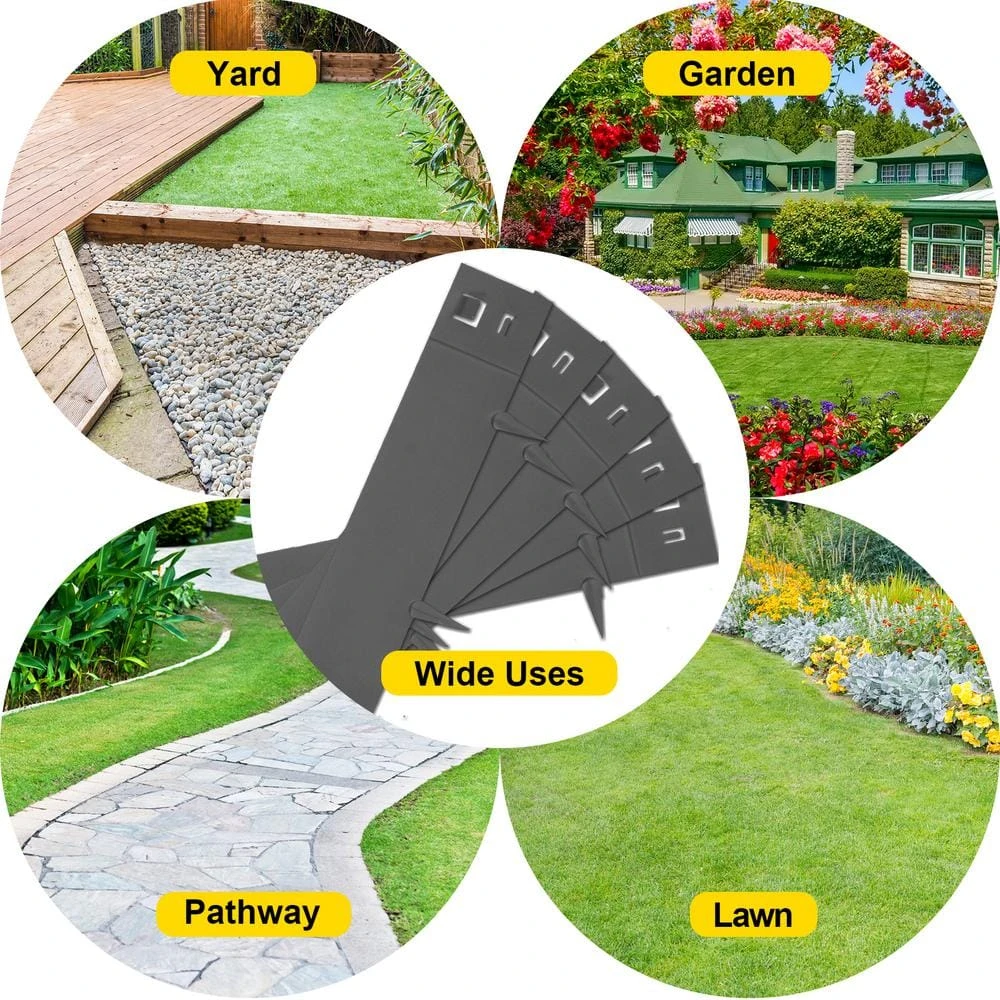 Steel Lawn Edging 5-Pieces Metal Landscape Edging 4 In. X 39 In Garden Edging Border Gray Lawn Edge For Garden Yard 8 Steel Lawn Edging 5-Pieces Metal Landscape Edging 4 In. X 39 In Garden Edging Border Gray Lawn Edge For Garden Yard - Image 6