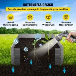 Raised Garden Bed 40 In. X 40 In. X 16 In. Metal Planter Box Gray Galvanized Steel Planter Boxes Outdoor For Growing -Vevor gray vevor raised planter boxes hyzzc39ycfxhs0001v0 1f 1000