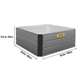 Raised Garden Bed 40 In. X 40 In. X 16 In. Metal Planter Box Gray Galvanized Steel Planter Boxes Outdoor For Growing -Vevor gray vevor raised planter boxes hyzzc39ycfxhs0001v0 40 1000
