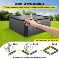 Raised Garden Bed 40 In. X 40 In. X 16 In. Metal Planter Box Gray Galvanized Steel Planter Boxes Outdoor For Growing -Vevor gray vevor raised planter boxes hyzzc39ycfxhs0001v0 44 1000