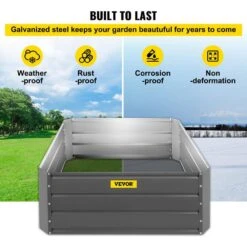 Raised Garden Bed 40 In. X 40 In. X 16 In. Metal Planter Box Gray Galvanized Steel Planter Boxes Outdoor For Growing -Vevor gray vevor raised planter boxes hyzzc39ycfxhs0001v0 4f 1000
