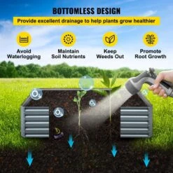 80 In. X 40 In. X 19 In. Raised Garden Bed Galvanized Steel Planter Box Gray Raised Planter Boxes For Growing Vegetables -Vevor gray vevor raised planter boxes hyzzc80cfxk40chs1v0 1f 1000