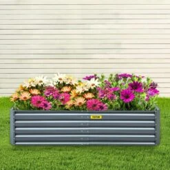 80 In. X 40 In. X 19 In. Raised Garden Bed Galvanized Steel Planter Box Gray Raised Planter Boxes For Growing Vegetables -Vevor gray vevor raised planter boxes hyzzc80cfxk40chs1v0 31 1000