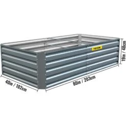 80 In. X 40 In. X 19 In. Raised Garden Bed Galvanized Steel Planter Box Gray Raised Planter Boxes For Growing Vegetables -Vevor gray vevor raised planter boxes hyzzc80cfxk40chs1v0 40 1000