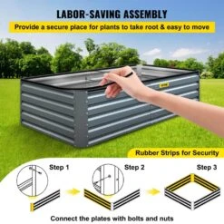 80 In. X 40 In. X 19 In. Raised Garden Bed Galvanized Steel Planter Box Gray Raised Planter Boxes For Growing Vegetables -Vevor gray vevor raised planter boxes hyzzc80cfxk40chs1v0 44 1000