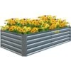 80 In. X 40 In. X 19 In. Raised Garden Bed Galvanized Steel Planter Box Gray Raised Planter Boxes For Growing Vegetables