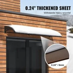 Window Door Awning Canopy 40 In. X 40 In. UPF 50+ Polycarbonate Entry Door Outdoor Window Awning Exterior -Vevor gray vevor shade cloths mczypycbs4040ml75v0 1f 1000