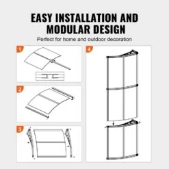 Window Door Awning Canopy 40 In. X 40 In. UPF 50+ Polycarbonate Entry Door Outdoor Window Awning Exterior -Vevor gray vevor shade cloths mczypycbs4040ml75v0 4f 1000