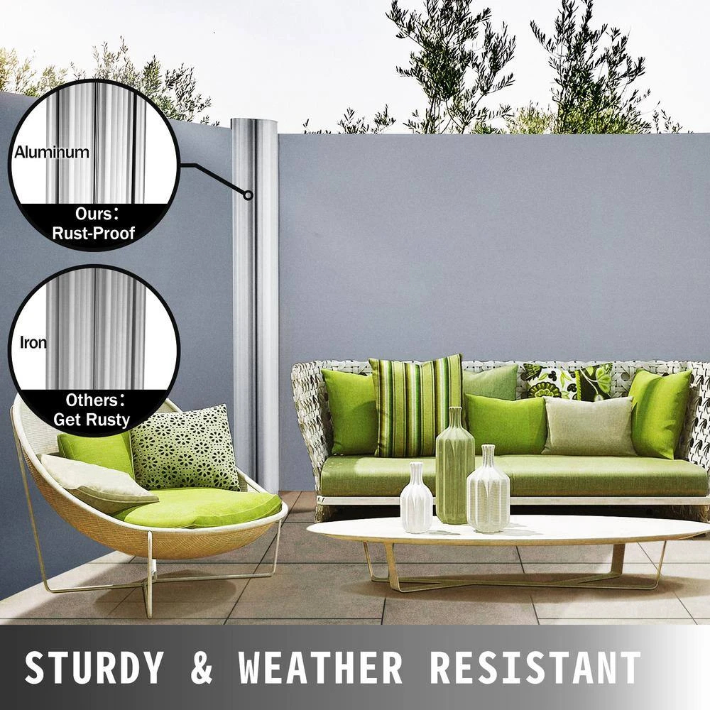 63 In. X 236 In. Retractable Rust-Proof Patio Sunshine Screen Privacy Divider For Courtyard, Gray 6 63 In. X 236 In. Retractable Rust-Proof Patio Sunshine Screen Privacy Divider For Courtyard, Gray - Image 4