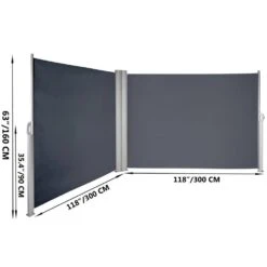 63 In. X 236 In. Retractable Rust-Proof Patio Sunshine Screen Privacy Divider For Courtyard, Gray 16 63 In. X 236 In. Retractable Rust-Proof Patio Sunshine Screen Privacy Divider For Courtyard, Gray -Vevor gray vevor shade cloths zypf160x600cmgy01v0 76 1000