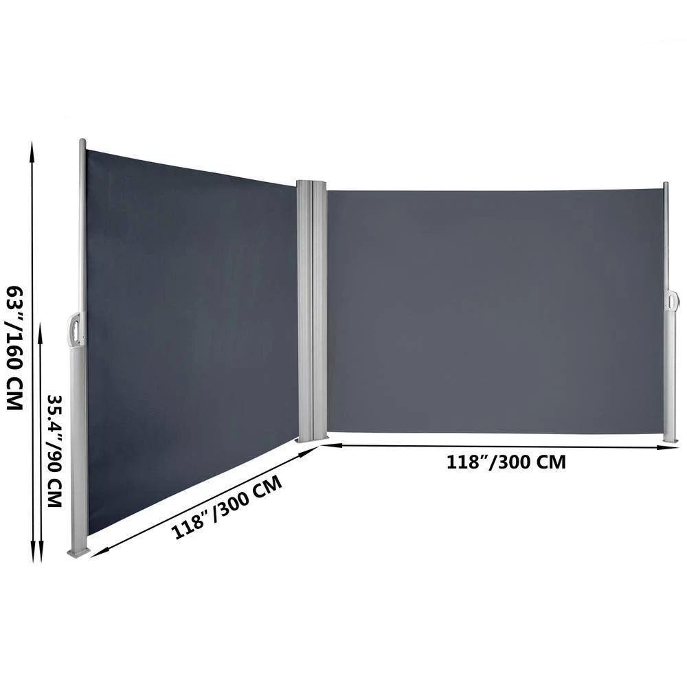 63 In. X 236 In. Retractable Rust-Proof Patio Sunshine Screen Privacy Divider For Courtyard, Gray 9 63 In. X 236 In. Retractable Rust-Proof Patio Sunshine Screen Privacy Divider For Courtyard, Gray - Image 7