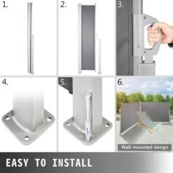 63 In. X 236 In. Retractable Rust-Proof Patio Sunshine Screen Privacy Divider For Courtyard, Gray 15 63 In. X 236 In. Retractable Rust-Proof Patio Sunshine Screen Privacy Divider For Courtyard, Gray -Vevor gray vevor shade cloths zypf160x600cmgy01v0 fa 1000