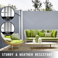 Retractable Side Awning 71 In. H X 236 In. W Patio Sunshine Screen Outdoor Privacy Divider & Wind Screen,Gray -Vevor gray vevor shade cloths zypf180x600cmgy01v0 1f 1000