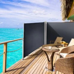 Retractable Side Awning 71 In. H X 236 In. W Patio Sunshine Screen Outdoor Privacy Divider & Wind Screen,Gray -Vevor gray vevor shade cloths zypf180x600cmgy01v0 31 1000