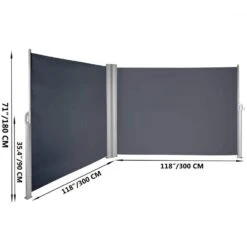 Retractable Side Awning 71 In. H X 236 In. W Patio Sunshine Screen Outdoor Privacy Divider & Wind Screen,Gray -Vevor gray vevor shade cloths zypf180x600cmgy01v0 76 1000