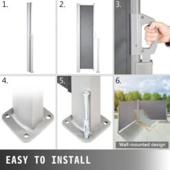 Retractable Side Awning 71 In. H X 236 In. W Patio Sunshine Screen Outdoor Privacy Divider & Wind Screen,Gray -Vevor gray vevor shade cloths zypf180x600cmgy01v0 fa 1000