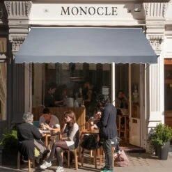 178 X 47 In. Patio Awning Retractable, Awning Sunshade Shelter With Manual Crank Handle, Patio Canopy Sunsetter Deck -Vevor grays vevor shade cloths ssszyphslzs1r1278v0 31 1000