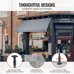 178 X 47 In. Patio Awning Retractable, Awning Sunshade Shelter With Manual Crank Handle, Patio Canopy Sunsetter Deck -Vevor grays vevor shade cloths ssszyphslzs1r1278v0 44 1000