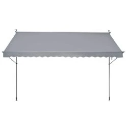178 X 47 In. Patio Awning Retractable, Awning Sunshade Shelter With Manual Crank Handle, Patio Canopy Sunsetter Deck