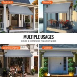 178 X 47 In. Patio Awning Retractable, Awning Sunshade Shelter With Manual Crank Handle, Patio Canopy Sunsetter Deck -Vevor grays vevor shade cloths ssszyphslzs1r1278v0 fa 1000