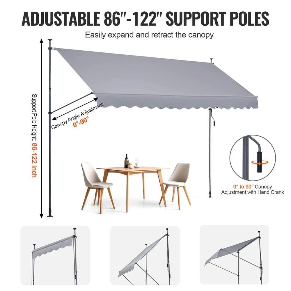157 X 47 In. Patio Awning Retractable, Awning Sunshade Shelter With Manual Crank Handle, Outdoor Patio Canopy Sunsetter 6 157 X 47 In. Patio Awning Retractable, Awning Sunshade Shelter With Manual Crank Handle, Outdoor Patio Canopy Sunsetter - Image 4