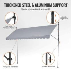 157 X 47 In. Patio Awning Retractable, Awning Sunshade Shelter With Manual Crank Handle, Outdoor Patio Canopy Sunsetter 12 157 X 47 In. Patio Awning Retractable, Awning Sunshade Shelter With Manual Crank Handle, Outdoor Patio Canopy Sunsetter -Vevor grays vevor shade cloths ssszyphslzs1s1u9kv0 4f 1000