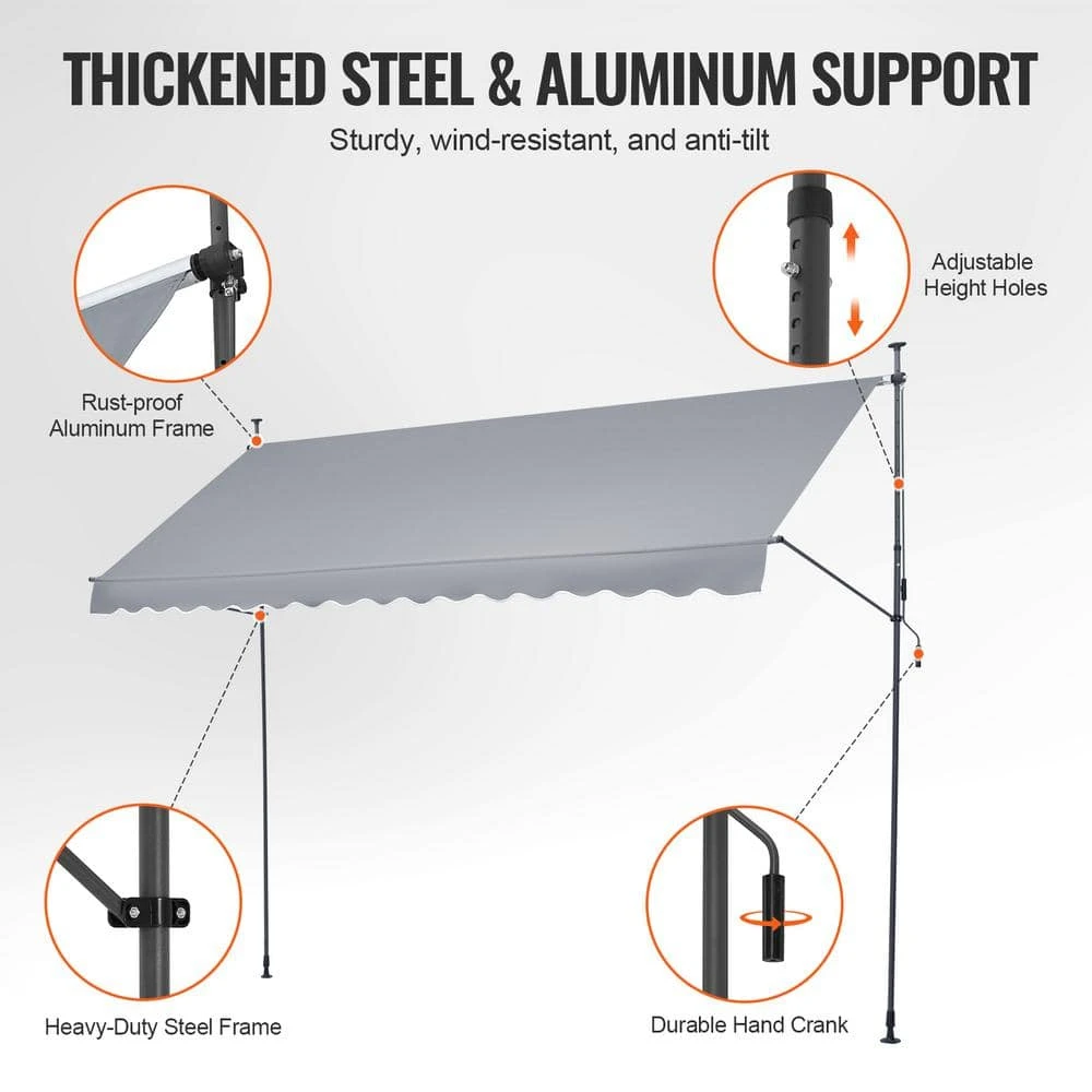 157 X 47 In. Patio Awning Retractable, Awning Sunshade Shelter With Manual Crank Handle, Outdoor Patio Canopy Sunsetter 5 157 X 47 In. Patio Awning Retractable, Awning Sunshade Shelter With Manual Crank Handle, Outdoor Patio Canopy Sunsetter - Image 3