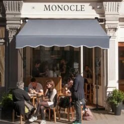 59 X 47 In. Patio Awning Retractable, Awning Sunshade Shelter With Manual Crank Handle, Outdoor Patio Canopy Deck -Vevor grays vevor shade cloths ssszyphslzs5x78whv0 31 1000