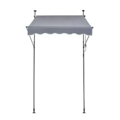 59 X 47 In. Patio Awning Retractable, Awning Sunshade Shelter With Manual Crank Handle, Outdoor Patio Canopy Deck