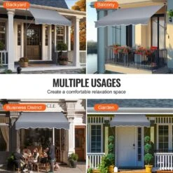 59 X 47 In. Patio Awning Retractable, Awning Sunshade Shelter With Manual Crank Handle, Outdoor Patio Canopy Deck -Vevor grays vevor shade cloths ssszyphslzs5x78whv0 fa 1000