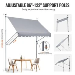 98 X 47 In. Patio Awning Retractable, Awning Sunshade Shelter With Manual Crank Handle, Outdoor Patio Canopy Sun Setter -Vevor grays vevor shade cloths ssszyphslzs9osnmlv0 1f 1000