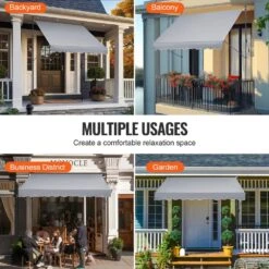 98 X 47 In. Patio Awning Retractable, Awning Sunshade Shelter With Manual Crank Handle, Outdoor Patio Canopy Sun Setter -Vevor grays vevor shade cloths ssszyphslzs9osnmlv0 fa 1000