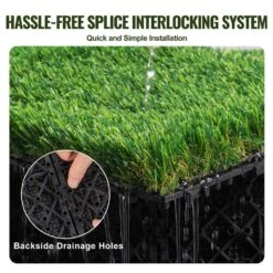 Artificial Grass Tiles Turf Deck Set 12 In. X 12 In. Synthetic Fake Grass Artificial Grass Interlocking Tiles (18 Pack) -Vevor green vevor artificial grass rzcp18pcs12x56guqv0 44 1000