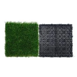 Artificial Grass Tiles Turf Deck Set 12 In. X 12 In. Synthetic Fake Grass Artificial Grass Interlocking Tiles (18 Pack)