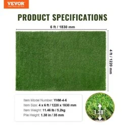 Artificial Grass 4 Ft. X 6 Ft. Green Turf 1.38 In. Fake Door Mat Artificial Grass With Drainage Holes Runner Rug -Vevor green vevor artificial grass rzcp1j4x6ft18hfztv0 76 1000