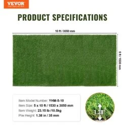 Artificial Grass 5 Ft. X 10 Ft. Green Turf 1.38 In. Fake Door Mat Artificial Grass With Drainage Holes Runner Rug -Vevor green vevor artificial grass rzcp1j5x10ftt9uhyv0 76 1000