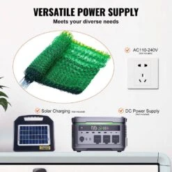 Electric Fence Netting 50 In. H X 164 In. L PE Net Fencing With Posts And Double-Spiked Utility Portable Mesh Polywire -Vevor green vevor garden fencing dxjcwlw50in108x25v9 fa 1000