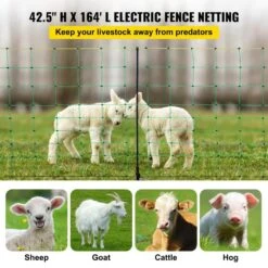 42.5 In. H X 164 Ft. L Polywire Electric Fence Netting Net Fencing With 14 Posts Utility Portable Mesh For Farms -Vevor green vevor garden fencing ktddzwlw108cmtcuyv0 c3 1000