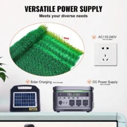 Electric Fence Netting 35.4 In. H X 164 Ft. L Polywire Garden Fence With 14 Posts Double Spiked Utility Portable Mesh -Vevor green vevor garden fencing ktddzwlwb90cm0ur5v0 fa 1000