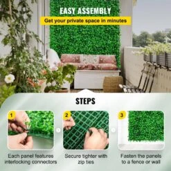 24 In. X 16 In. X 1.6 In. Artificial Boxwood Panels Grass Backdrop Wall Hedge Screen Vinyl Garden Fence 10-Piece -Vevor green vevor garden fencing mlczwq10pc24x1601v0 44 1000