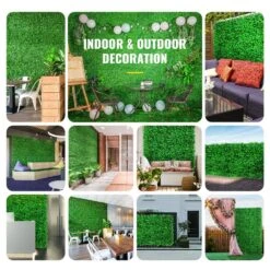24 In. X 16 In. X 1.6 In. Artificial Boxwood Panels Grass Backdrop Wall Hedge Screen Vinyl Garden Fence 10-Piece -Vevor green vevor garden fencing mlczwq10pc24x1601v0 fa 1000