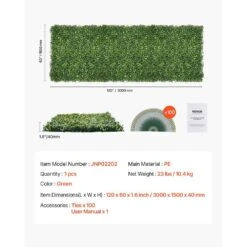 Artificial Grass Wall Panels, 60 X 120 In. Milan Grass Greenery Boxwood Panel For Indoor Outdoor Green Decor -Vevor green vevor garden fencing pjsrzzwq1pc6w1aebv0 76 1000